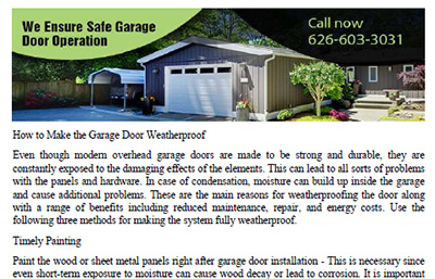 How to Make the Garage Door Weatherproof in Hacienda Heights